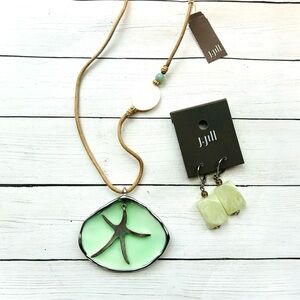 NEW NWT J. Jill Seafoam Green Starfish Adjustable Necklace Earrings Set $68 Tags